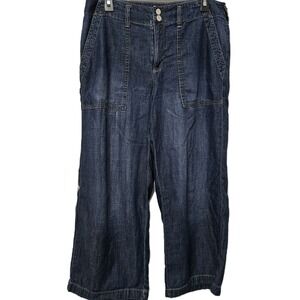 Seven7 Wide Leg Jeans Womens 8 Blue Denim High Rise Tencel Blend Utility Pockets